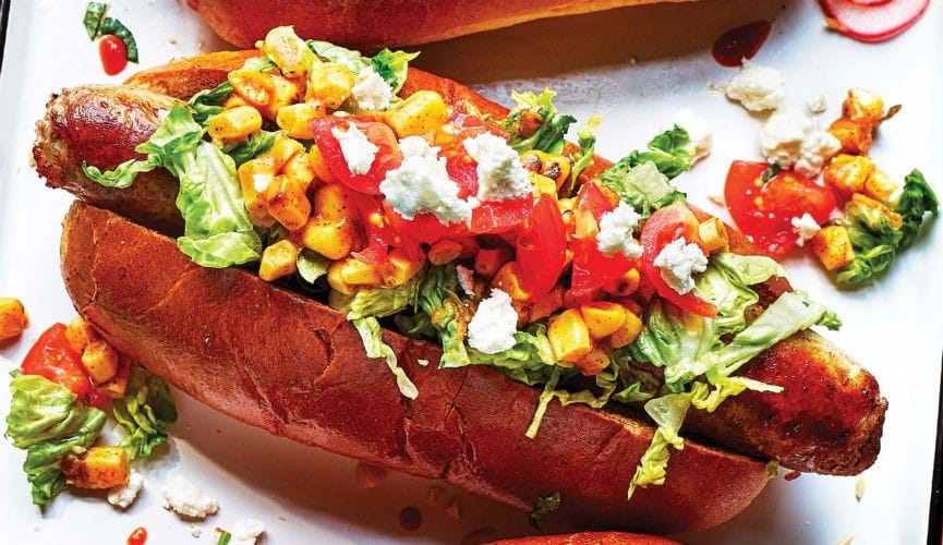 Mexican corn hot dog toppings