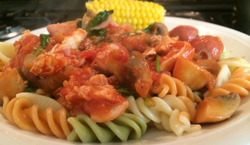 Chicken, Chorizo and Spinach Pasta