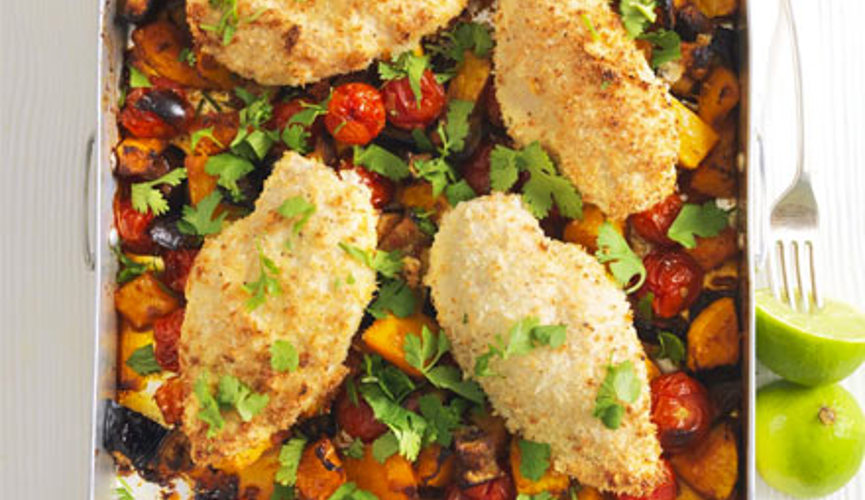 Thai Ccoconut Crumbed Chicken Traybake