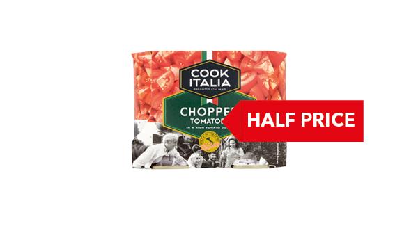 HALF PRICE| Cook Italian Chopped Tomatoes 4 x 400g