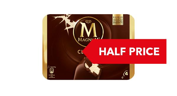 HALF PRICE | Magnum Ice Cream 4 Pack Classic/ White/ Almond
