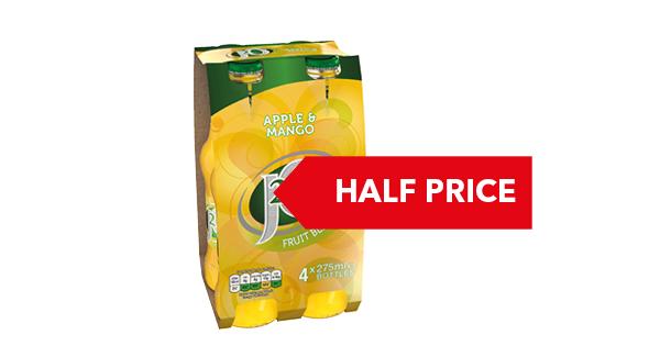 HALF PRICE | Britvic J2O Fruit Juice Drink 4 x 275ml