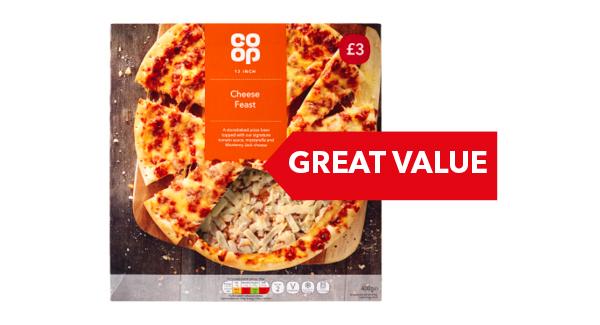 GREAT VALUE | Co-op 12 Inch Cheese / Ham & Pepperoni Pizza