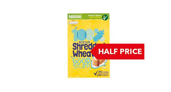 HALF PRICE | Nestlé Shredded Wheat Wholegrain CerealBiscuits