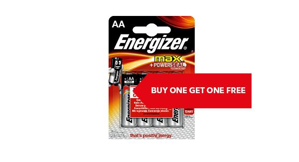 BUY ONE GET ONE FREE | Energizer Max AA/AAA Batteries 4's