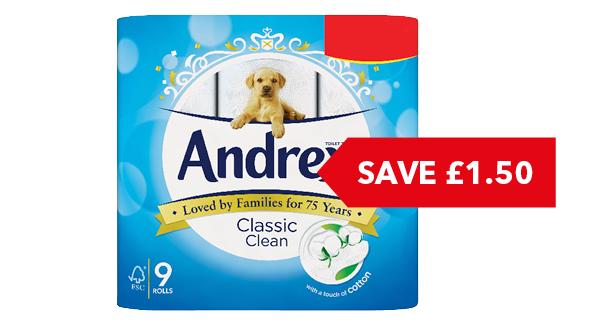 SAVE £1.50 | Andrex Toilet Tissue 9 Roll
