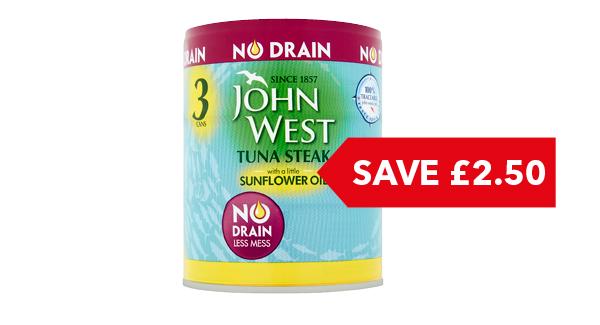 SAVE £2.50 | John West No Drain Tuna 3 x 110g