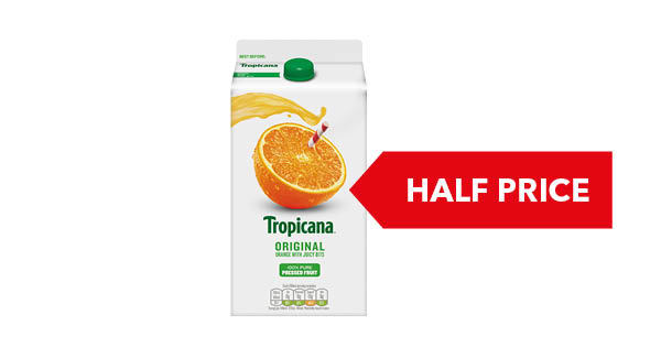 HALF PRICE | Tropicana Pure Premium Orange Juice 1.4 Litre