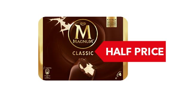 HALF PRICE | Magnum Ice Cream 4 Pack Classic/ White/ Almond