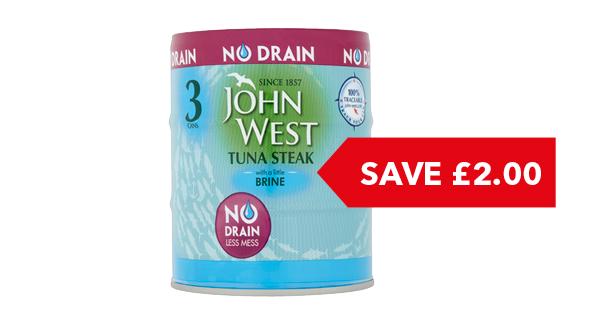 SAVE £2.00 | John West No Drain Tuna 3x110g