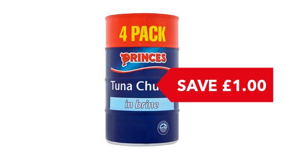 SAVE £1.00 | Princes Tuna 4x145g