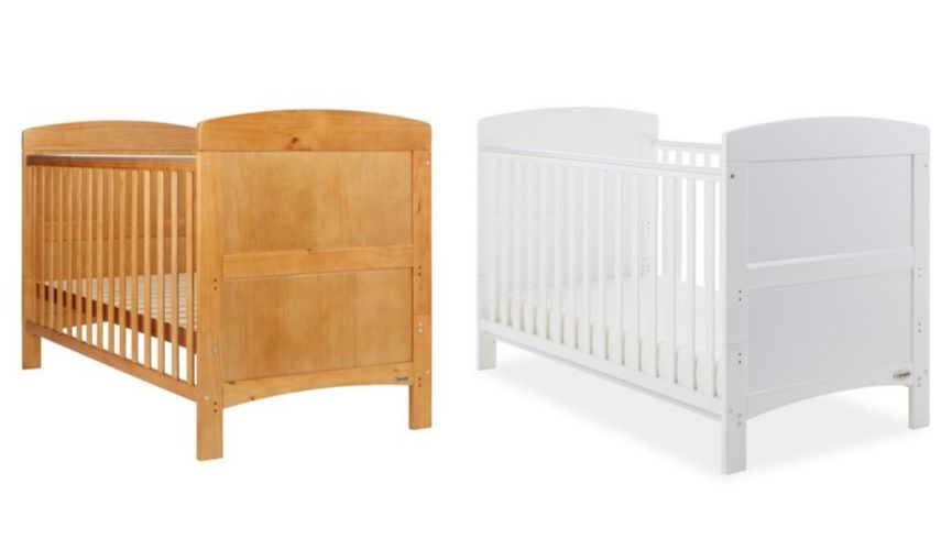 pine cot and white cot