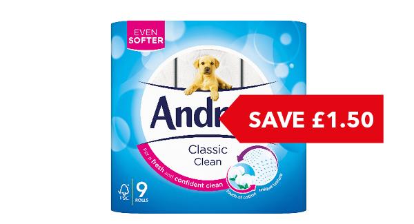 SAVE £1.50 | Andrex 9 Rolls