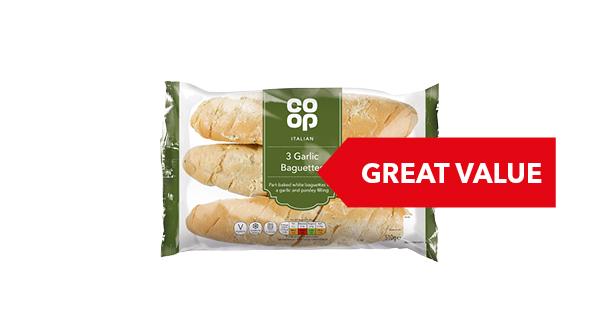 GREAT VALUE | Co-op Garlic Baguette Triple Pack 510g