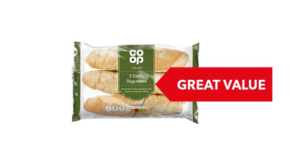 GREAT VALUE | Co-op Garlic Baguette Triple Pack 510g