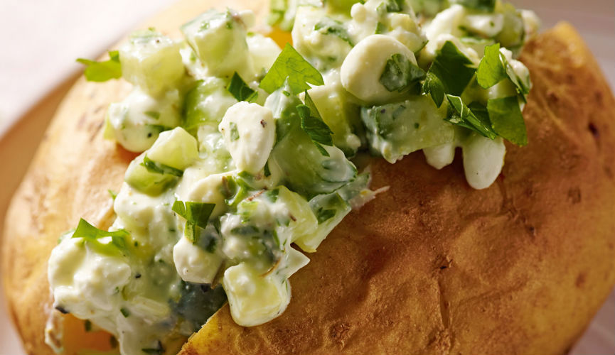 Jacket potatoes with herby cottage cheese