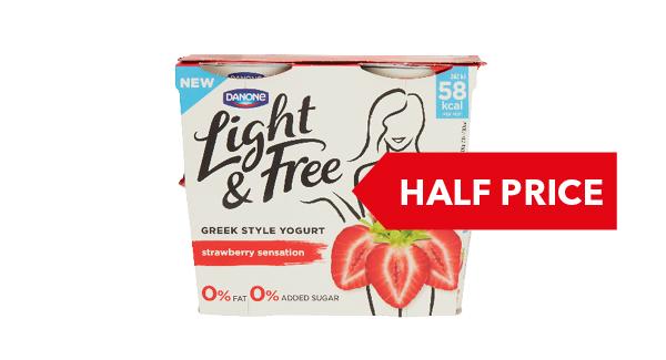 HALF PRICE | Danone Light & Free Yogurt 4x115g