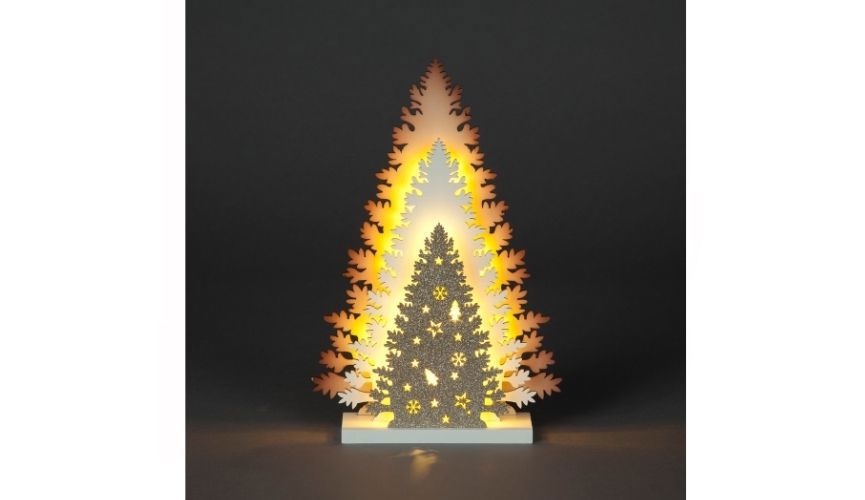 33cm 3-layer wooden tree battery operated IF03680 (Grand Marché St Helier)