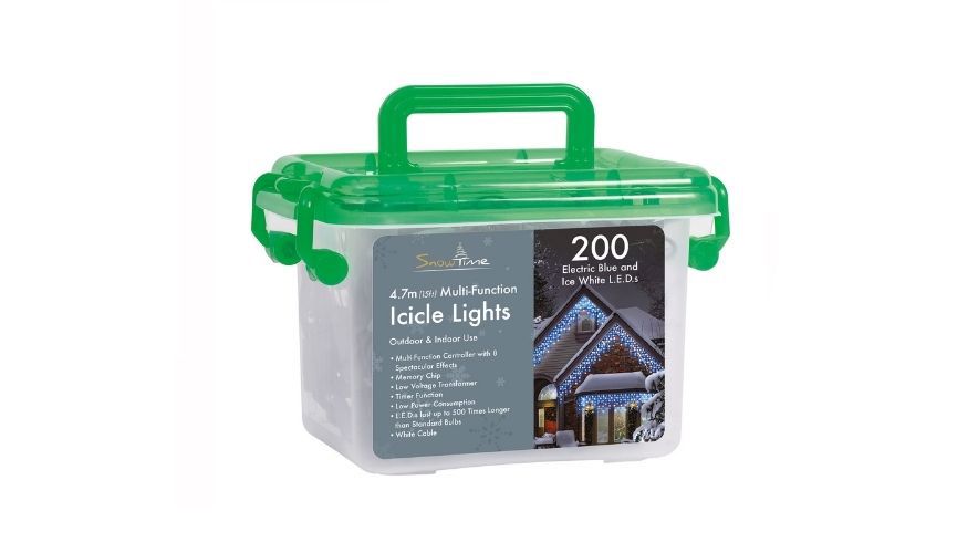200 blue/white LED icicle chaser lights with timer CL09737