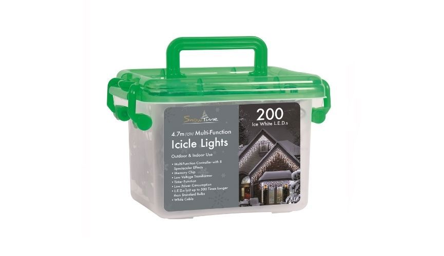 200 white LED icicle chaser lights with timer CL09738