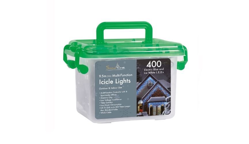 400 blue/white LED icicle chaser lights with timer CL09741