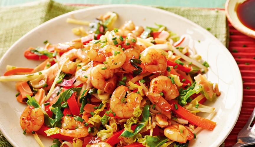 Honey and garlic king prawn stir fry