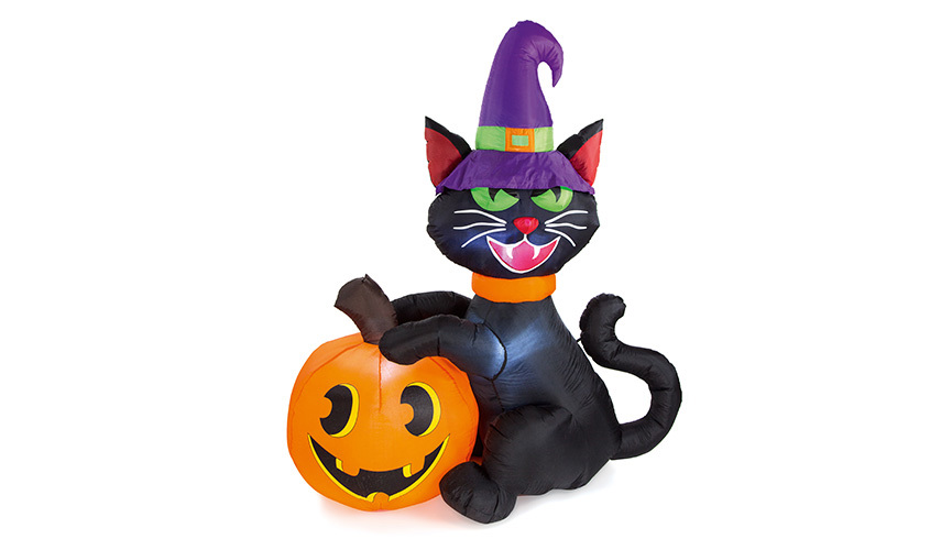 Module - Black Cat and Pumpkin Inflatable with Lights (1.8m)