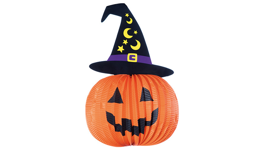 Module - Honeycomb Paper Pumpkin with Witch Hat (40 x 24cm)