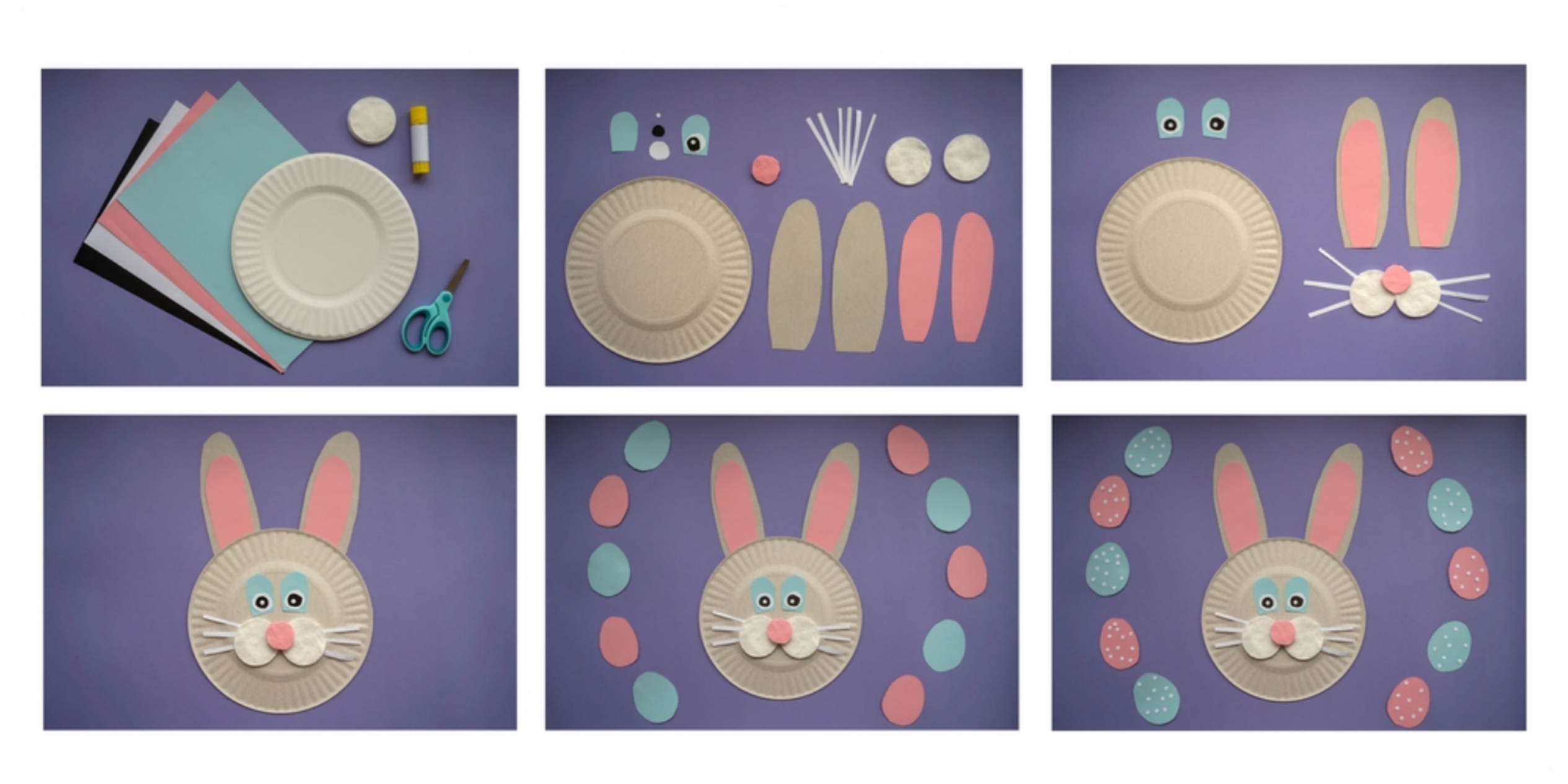 Paper plate bunny decoration step by step