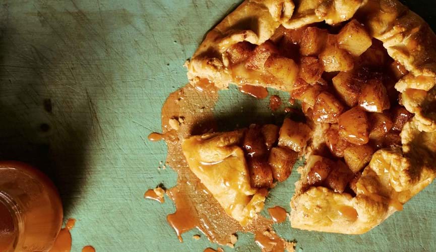 Spiced pineapple galette with caramel sauce