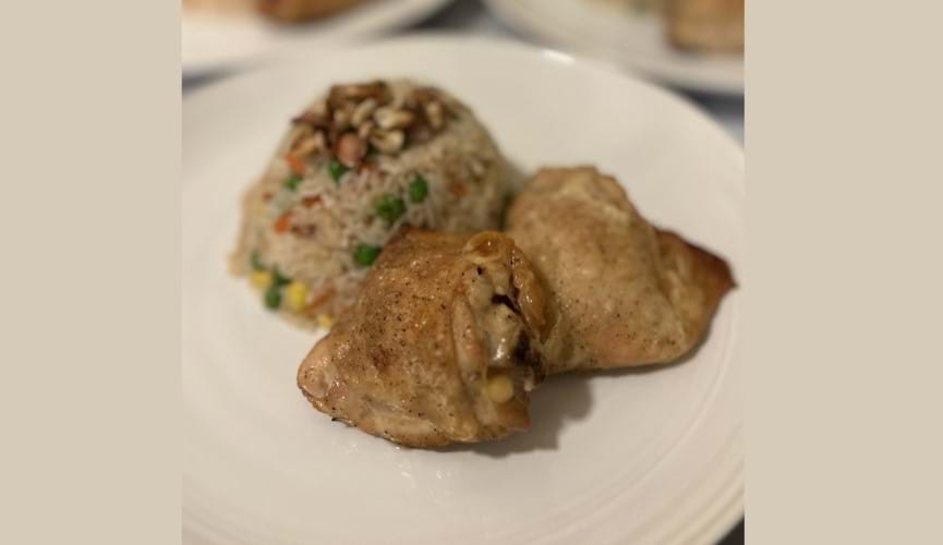 Callum's Salt and pepper chicken thighs with vegetable fried rice