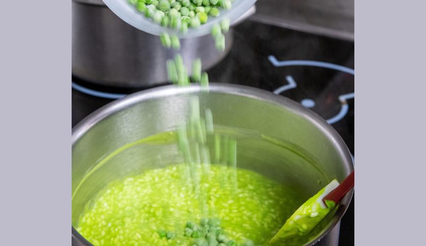 Callum's Pea and ham risotto