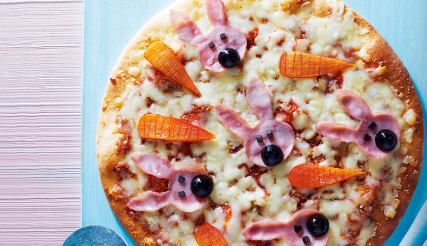 Easter bunny pizza