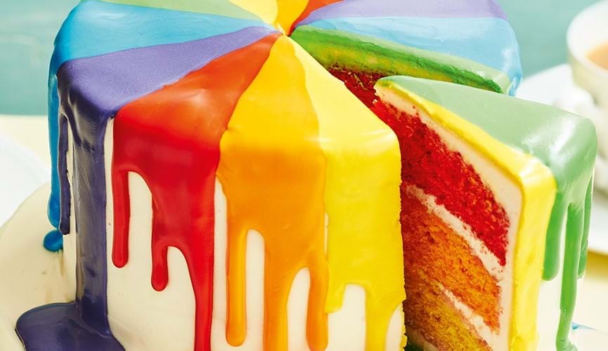 Rainbow drip cake