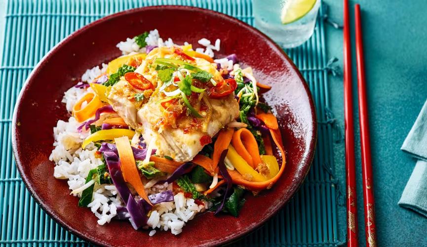 Steamed cod parcels with sweet chilli & ginger